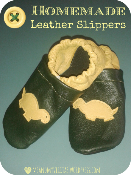 Homemade Leather Slippers: Turtle or Dinosaur